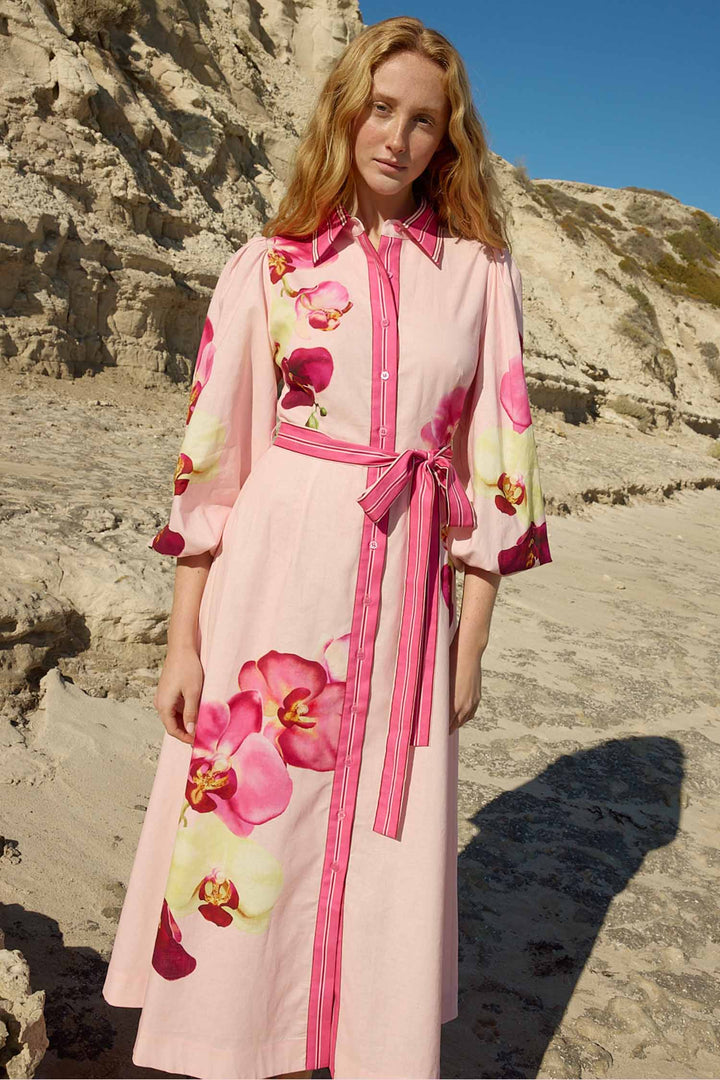 Lucille Dress in Icing Phalae