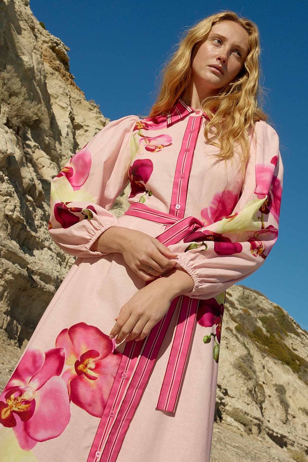 Lucille Dress in Icing Phalae