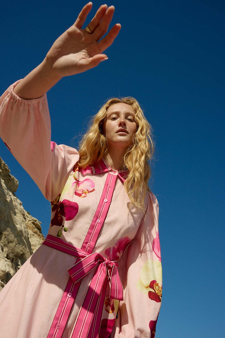 Lucille Dress in Icing Phalae