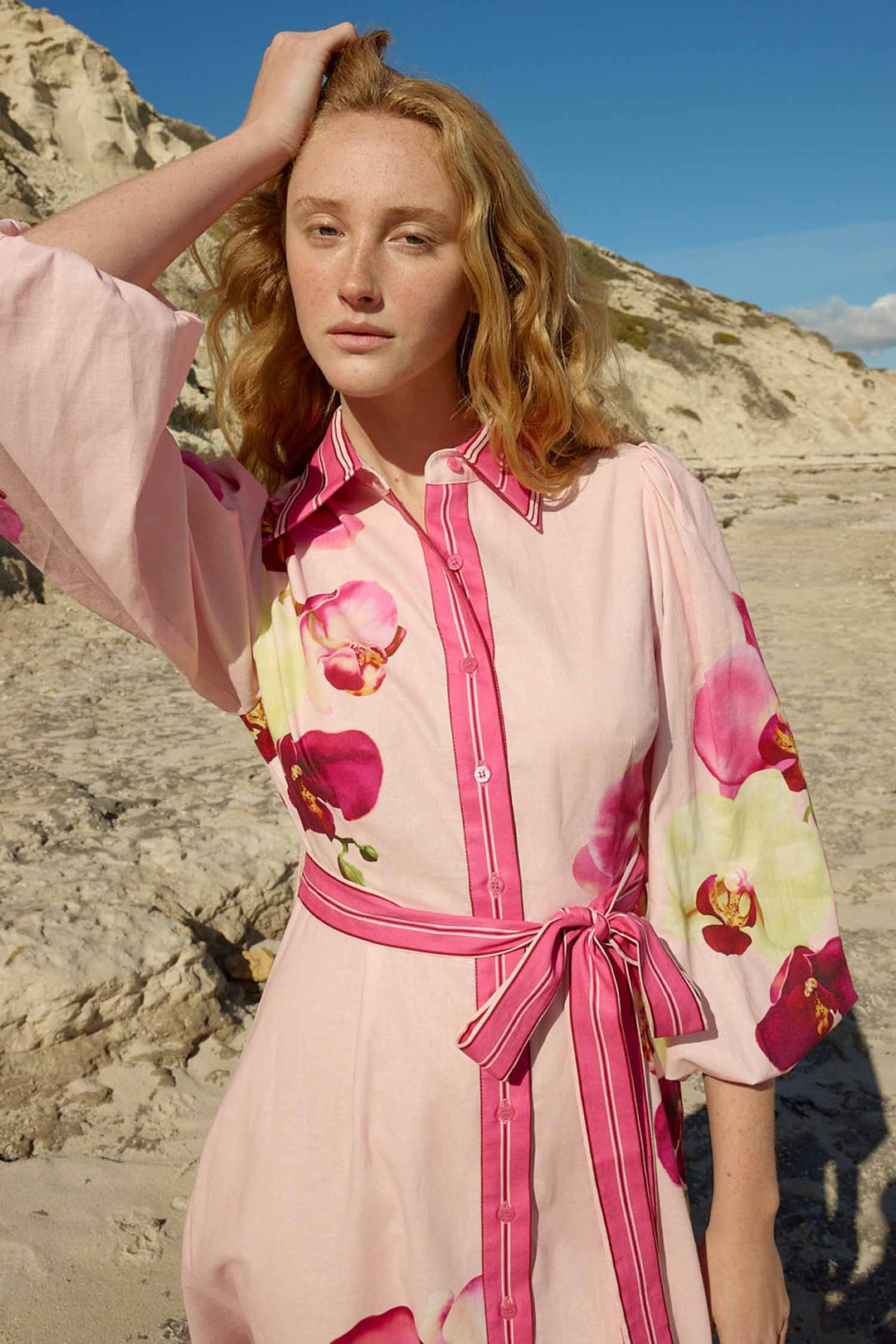 Lucille Dress in Icing Phalae