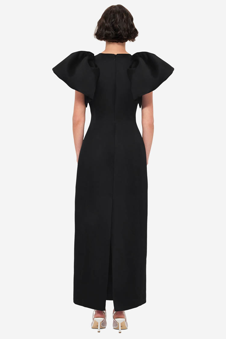 Lucinda Applique Floral Maxi Dress - Iris Print in Ebony
