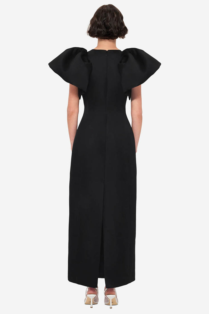 Lucinda Applique Floral Maxi Dress - Iris Print in Ebony