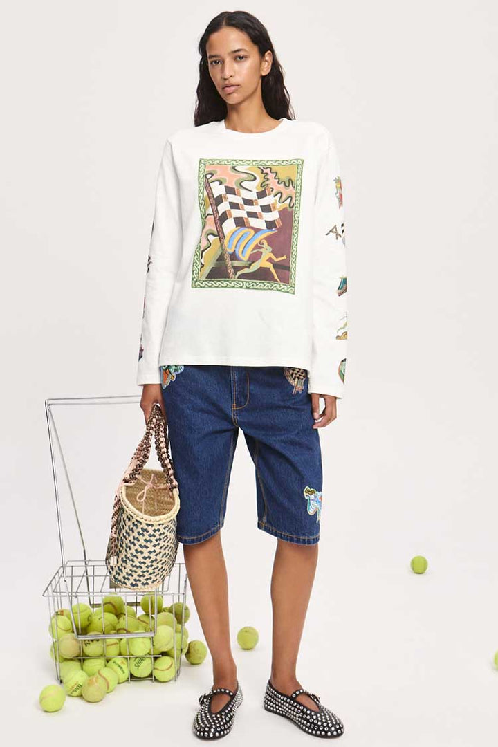 Lucky Pace Patch LS Tee in Cream