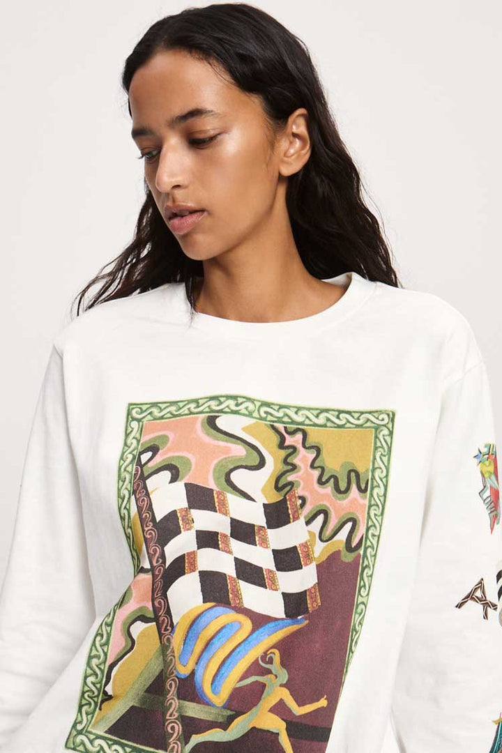 Lucky Pace Patch LS Tee in Cream