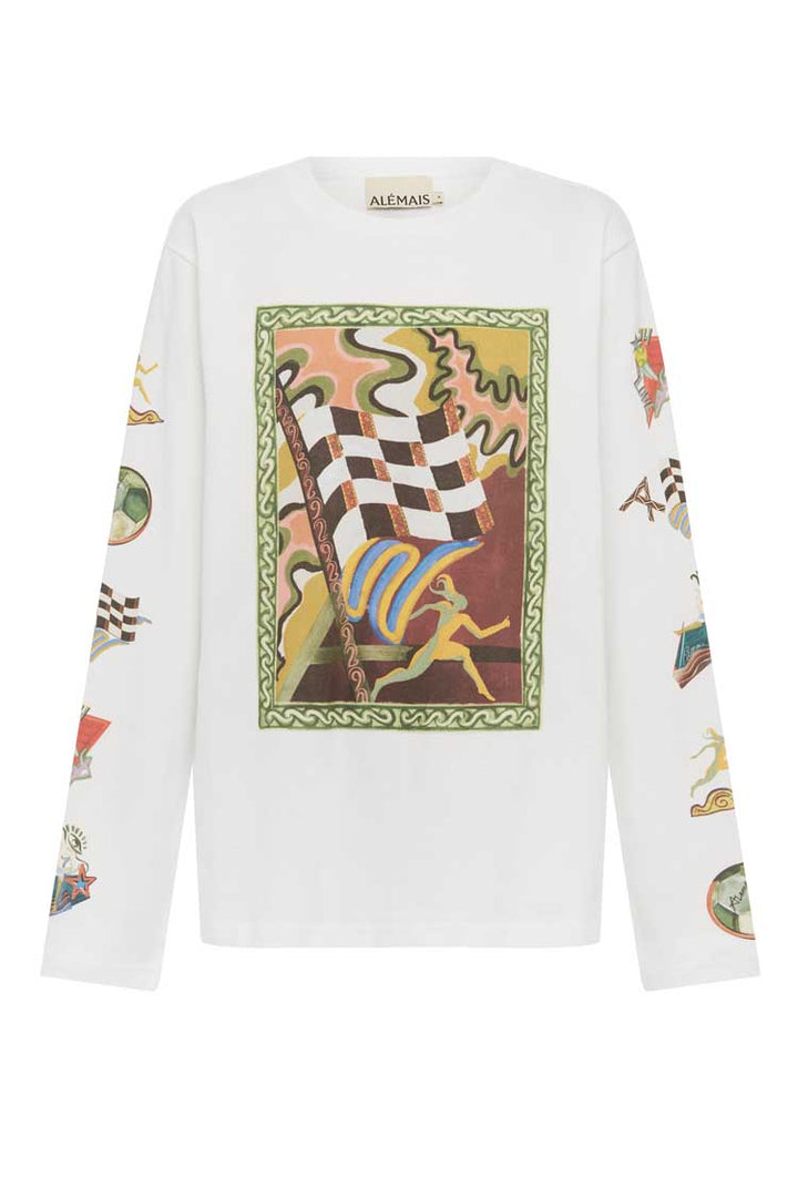 Lucky Pace Patch LS Tee in Cream