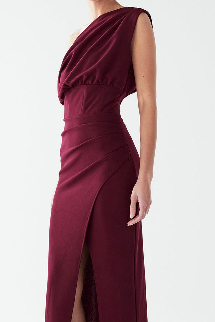 Lucy Ankle Dress in Wine