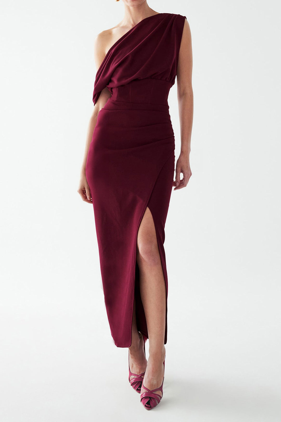 Lucy Ankle Dress in Wine