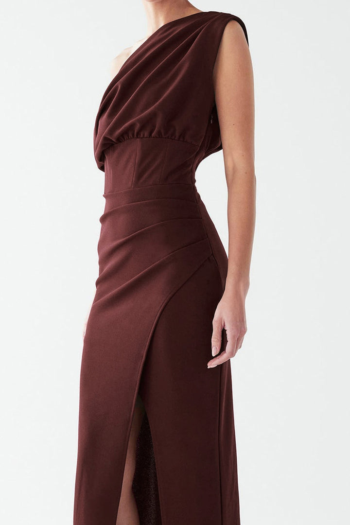 Lucy Ankle Dress in Maroon