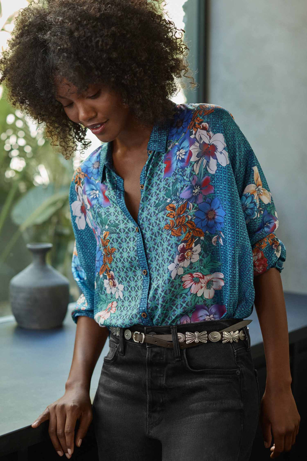 Luisa Button Up Shirt in Dewflower