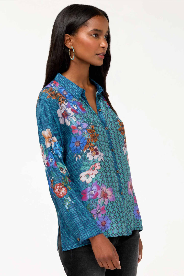 Luisa Button Up Shirt in Dewflower