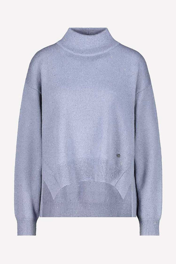 Lurex Rib Neck Sweater in Smokey Blue | FINAL SALE
