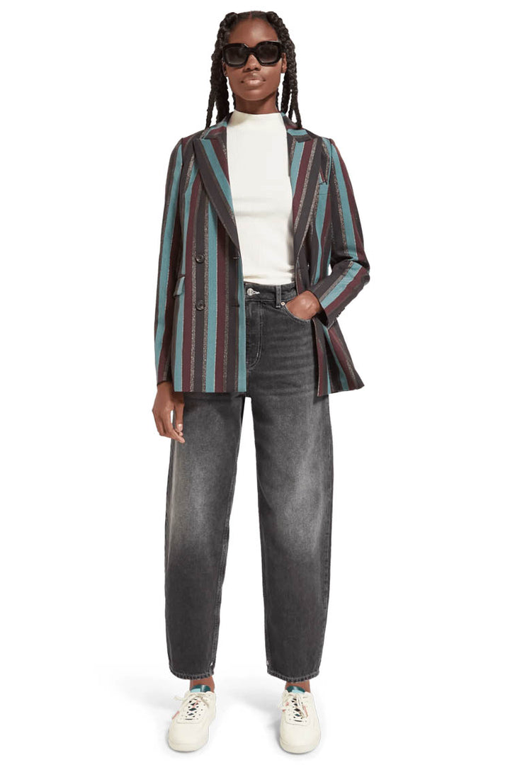Lurex Striped Double Breasted Blazer | FINAL SALE