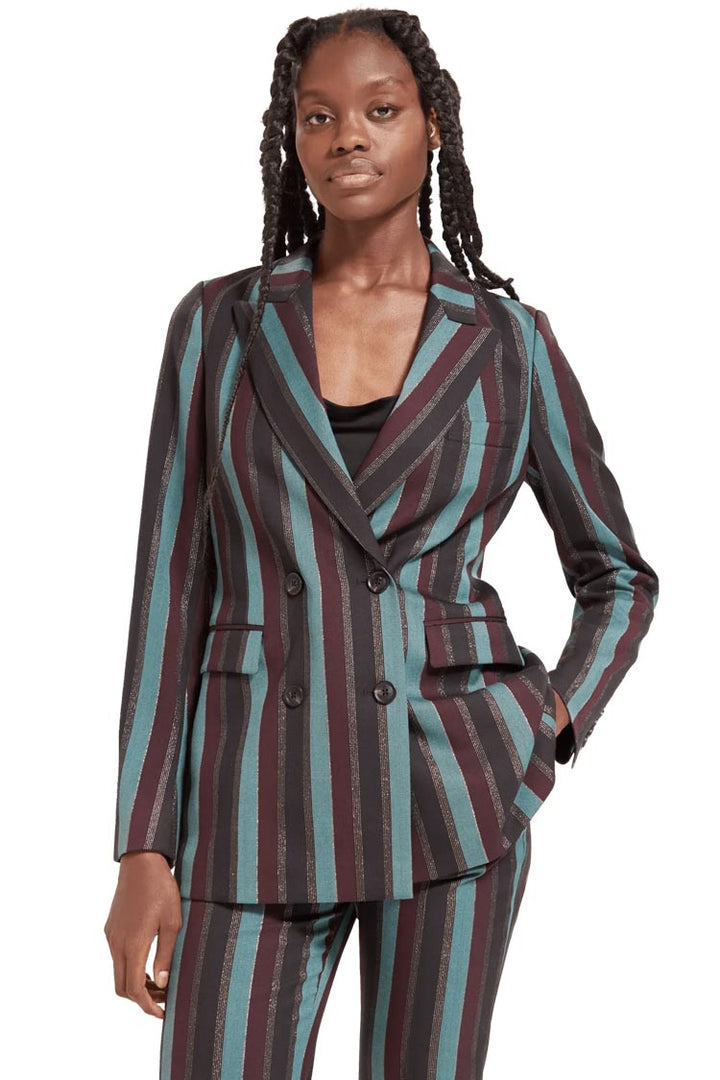 Lurex Striped Double Breasted Blazer | FINAL SALE