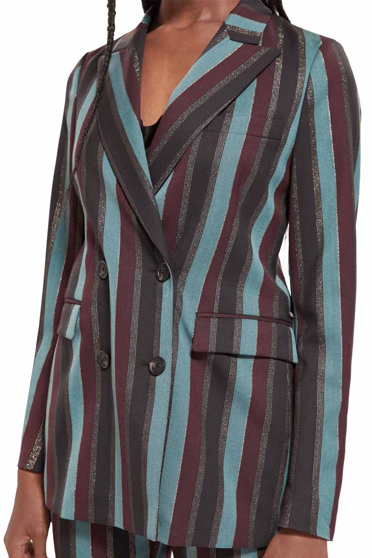 Lurex Striped Double Breasted Blazer | FINAL SALE