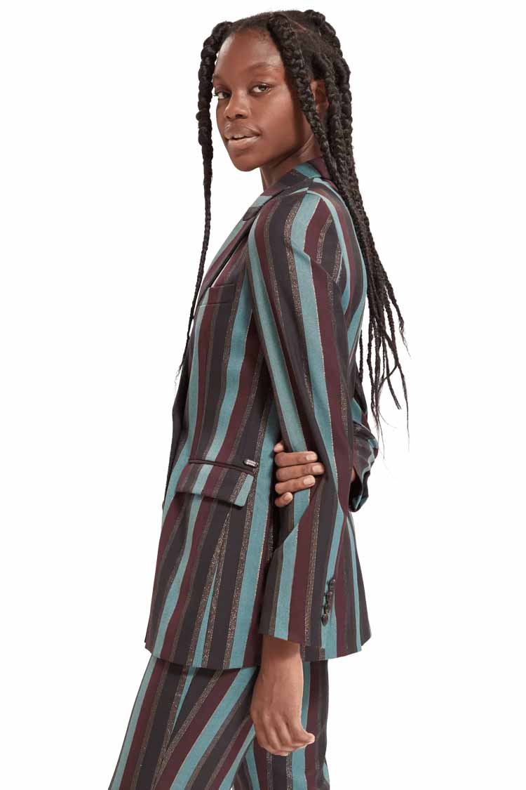 Lurex Striped Double Breasted Blazer | FINAL SALE