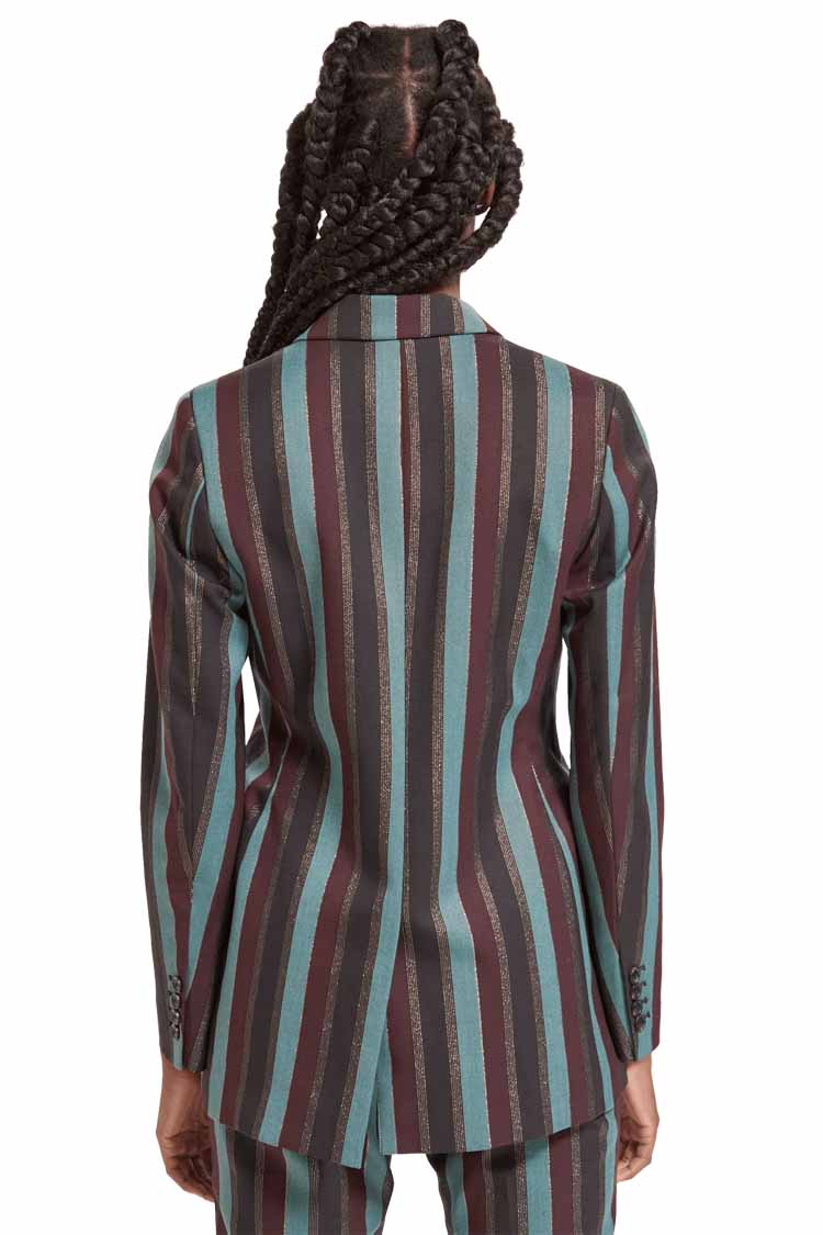 Lurex Striped Double Breasted Blazer | FINAL SALE