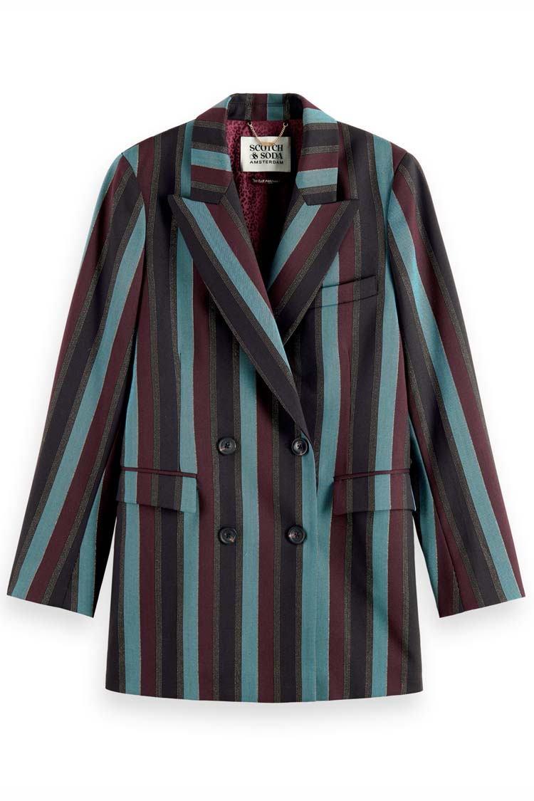 Lurex Striped Double Breasted Blazer | FINAL SALE