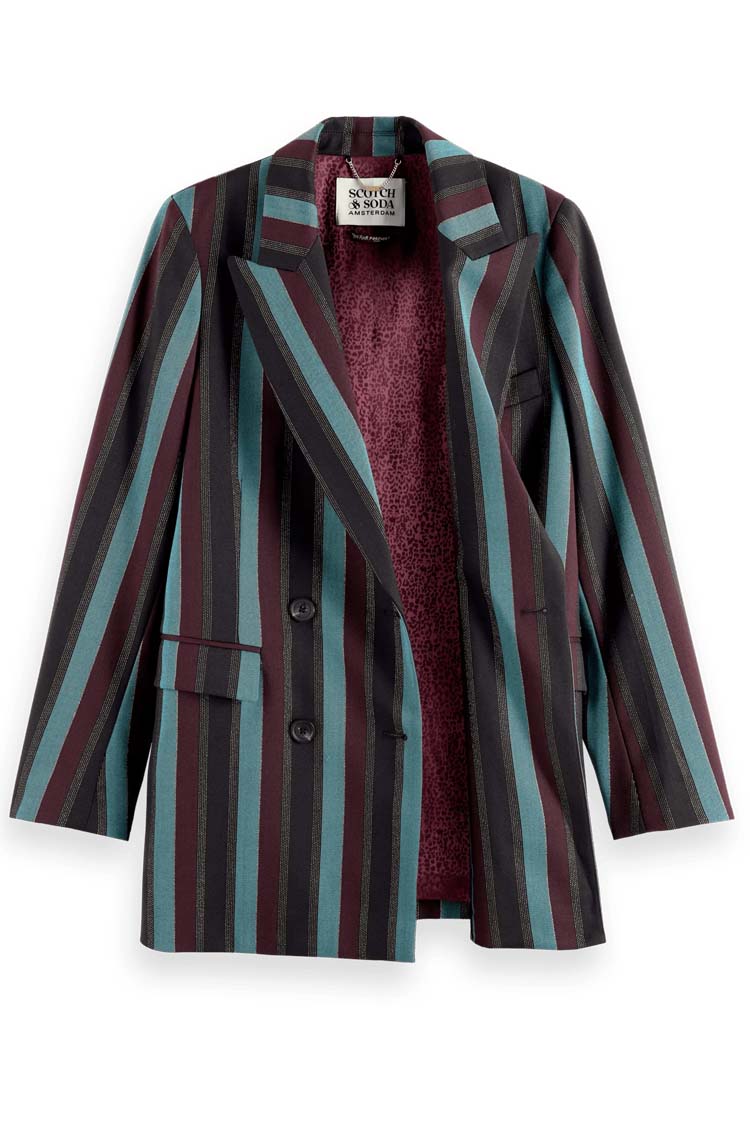 Lurex Striped Double Breasted Blazer | FINAL SALE
