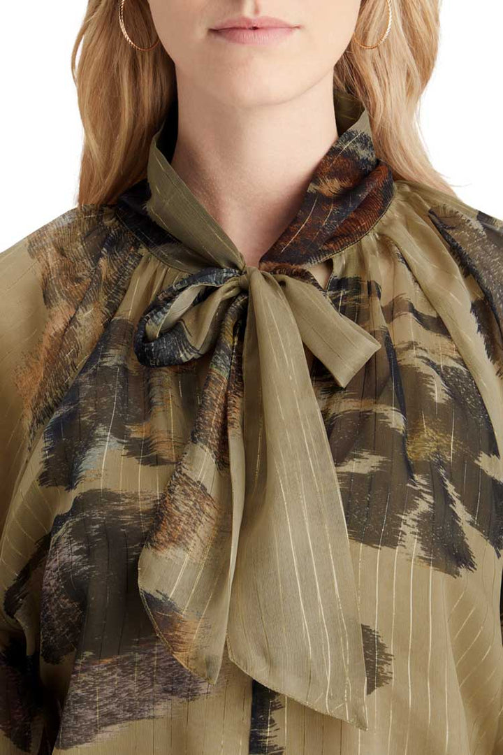 Lurex Top in Poetry Tapestry Military
