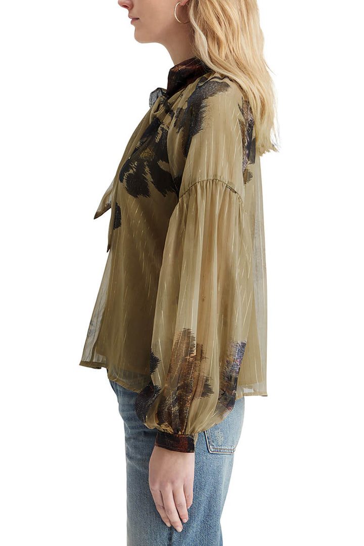 Lurex Top in Poetry Tapestry Military