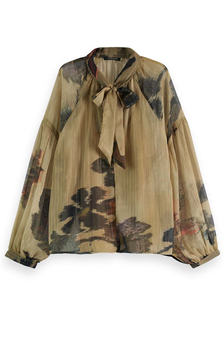 Lurex Top in Poetry Tapestry Military