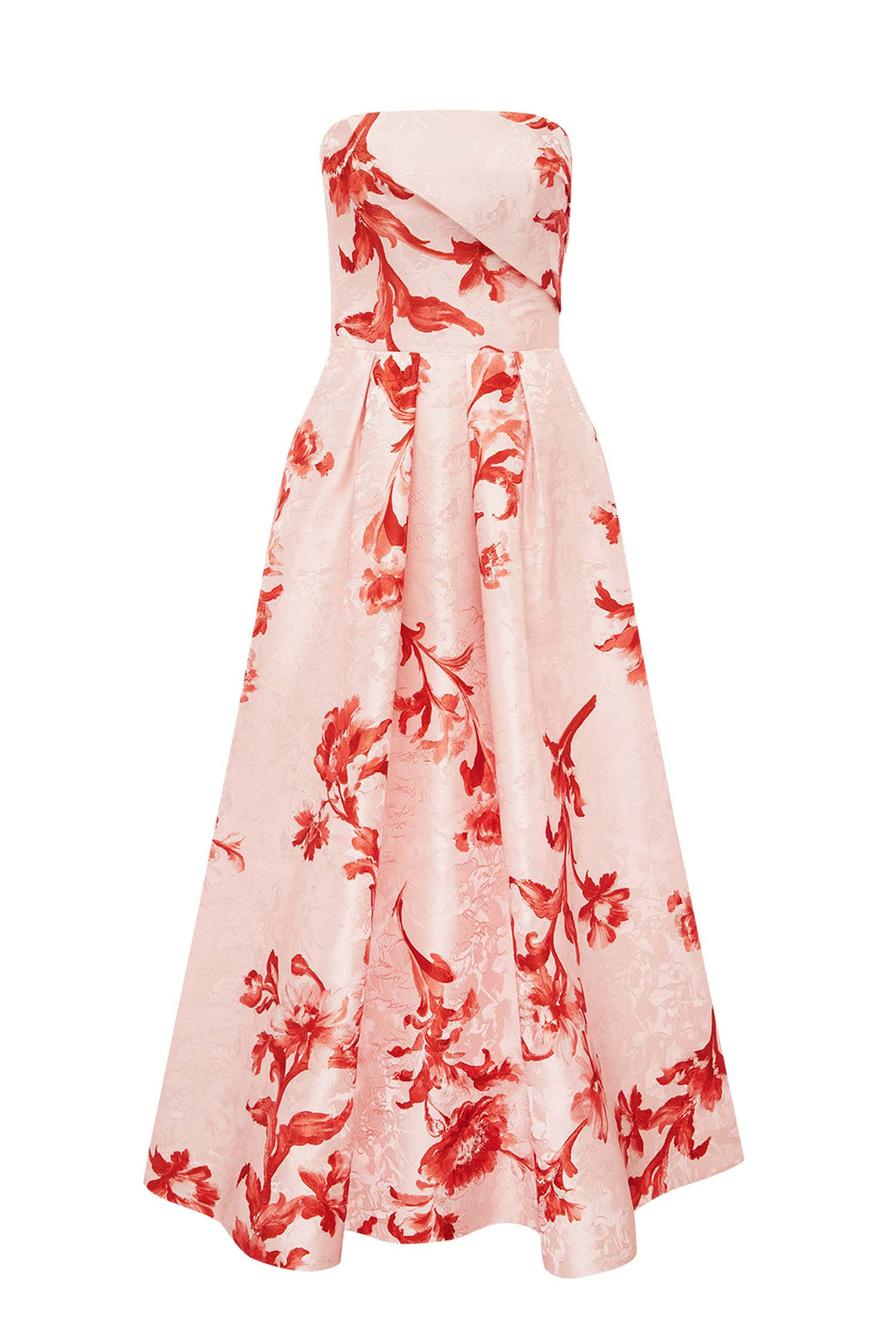 Lynn Jacquard Bustier Midi Dress in Magnolia Print