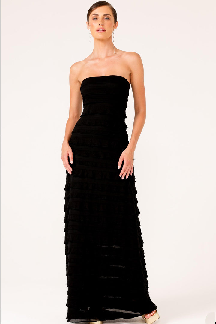 Maddison Maxi Ruffle Dress in Black