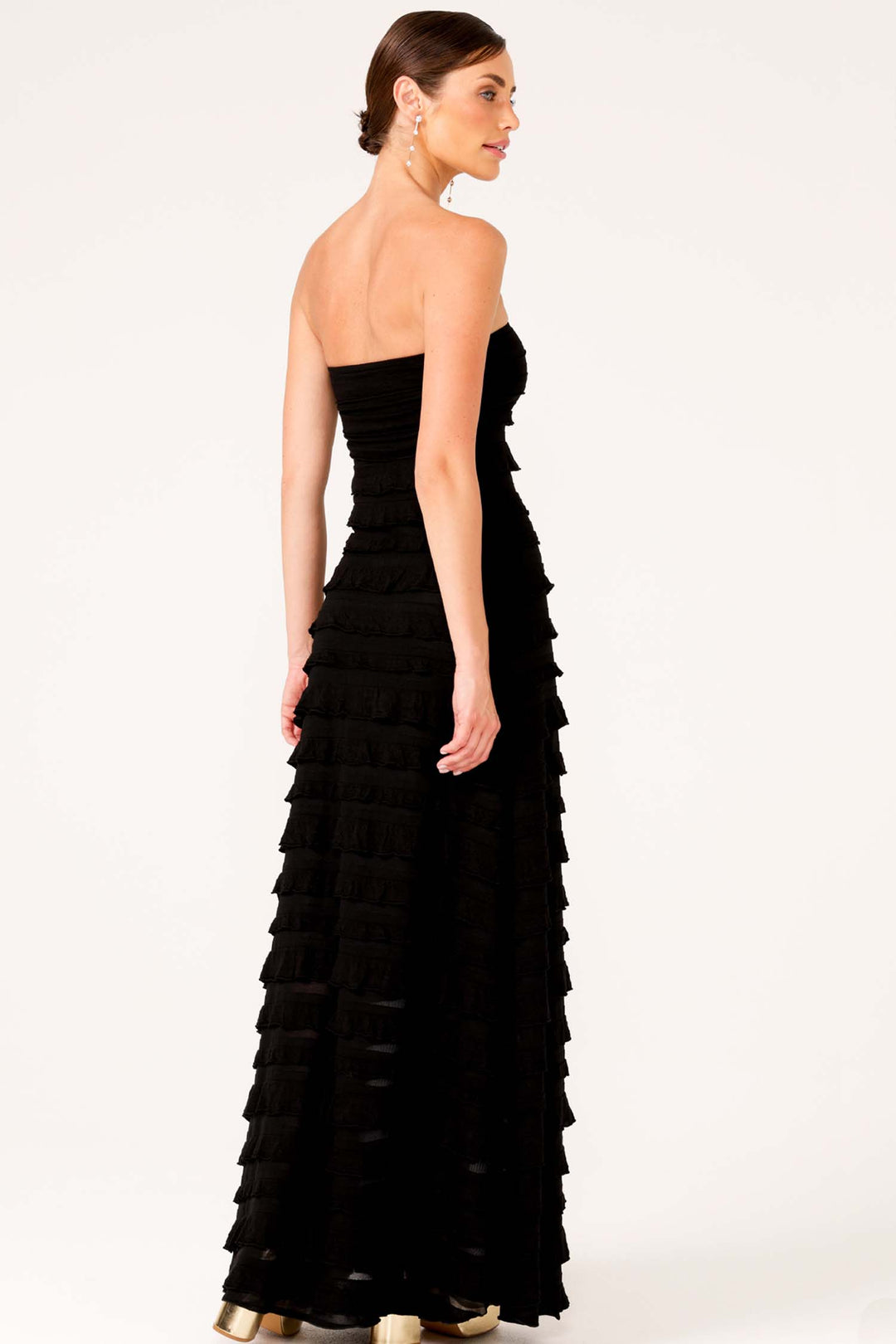 Maddison Maxi Ruffle Dress in Black