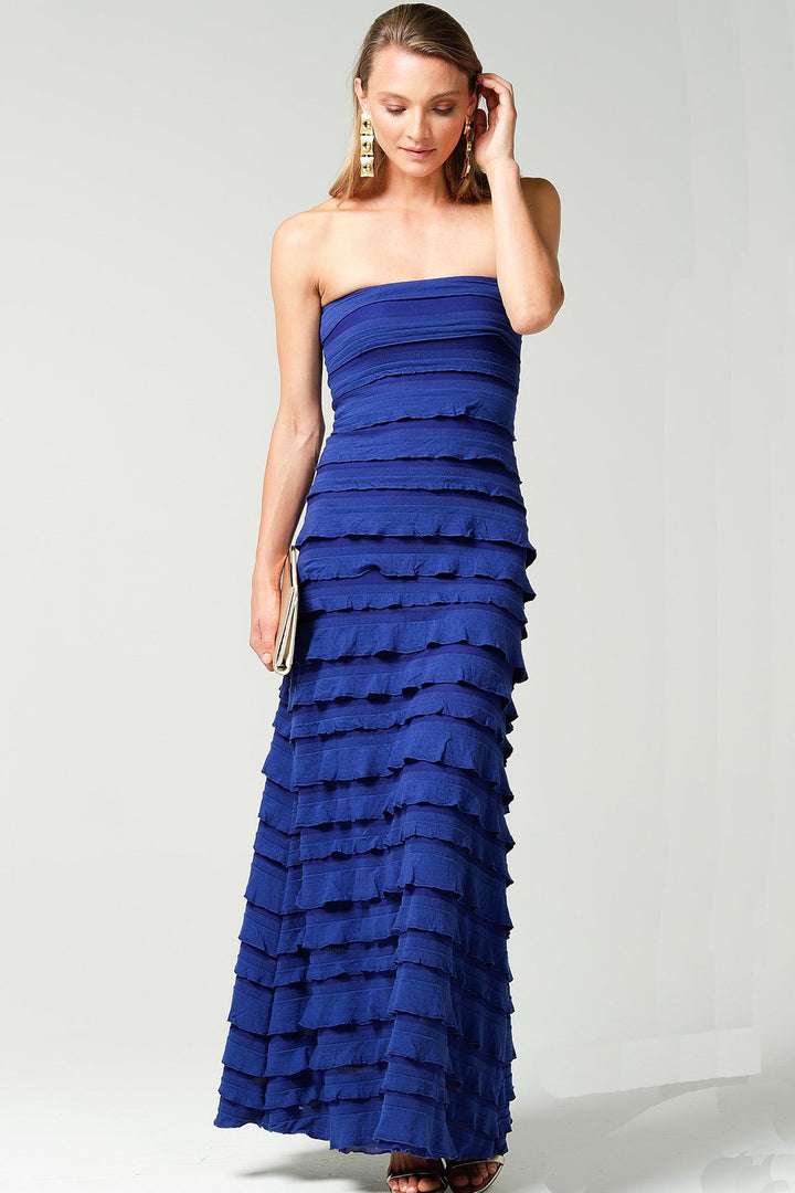 Maddison Maxi Ruffle Dress in Sapphire
