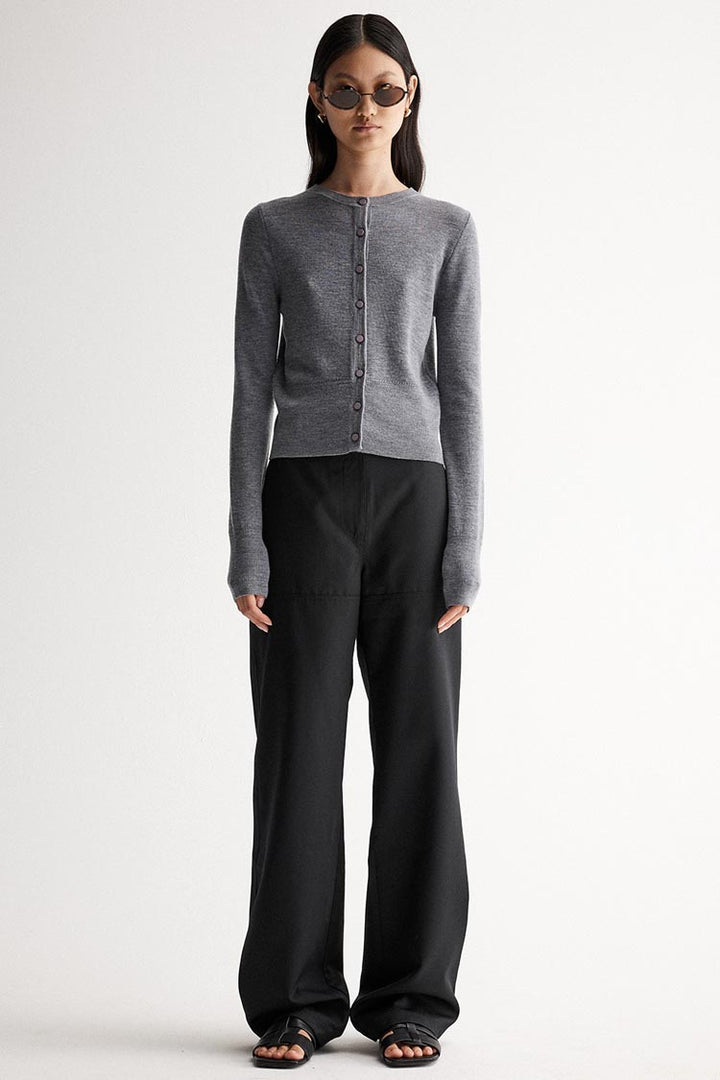 Madeleine Knit Cardigan in Charcoal Marle