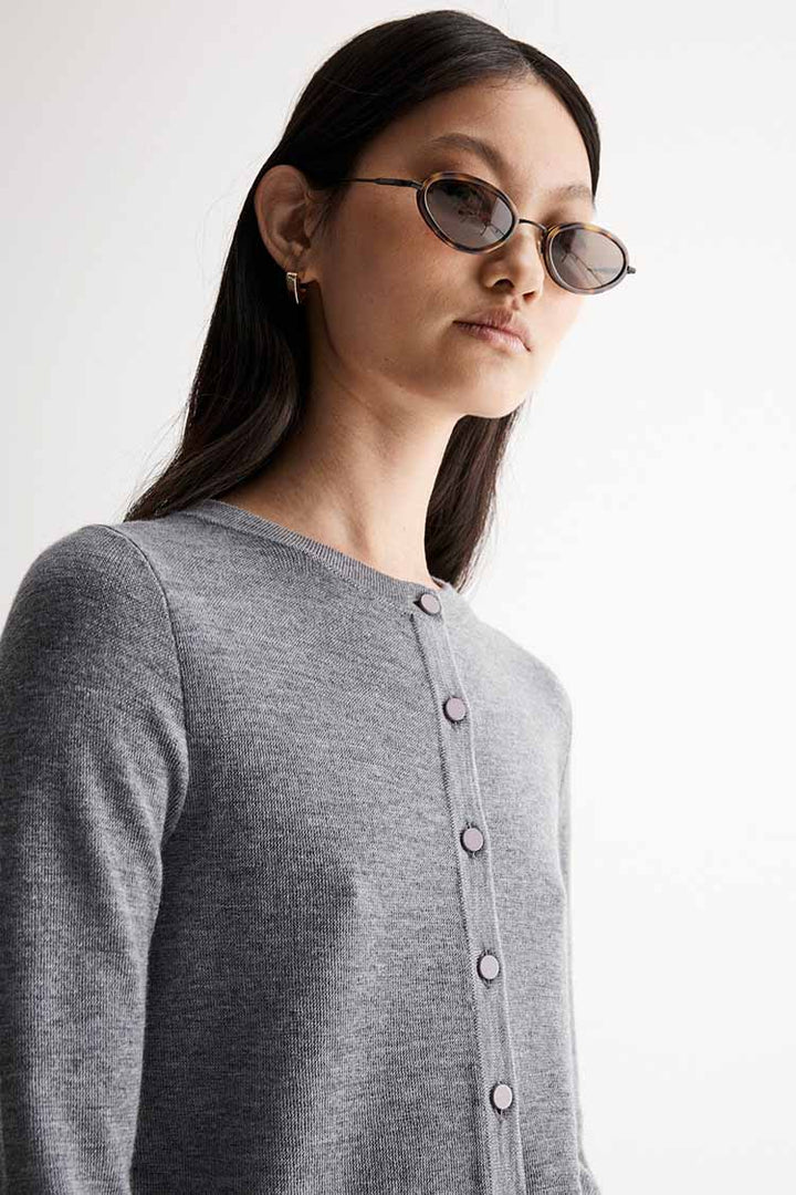 Madeleine Knit Cardigan in Charcoal Marle