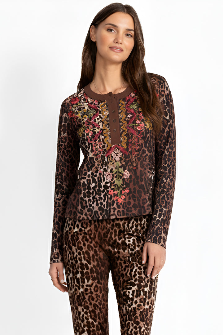Malaya Mixed Media Henley T-Shirt