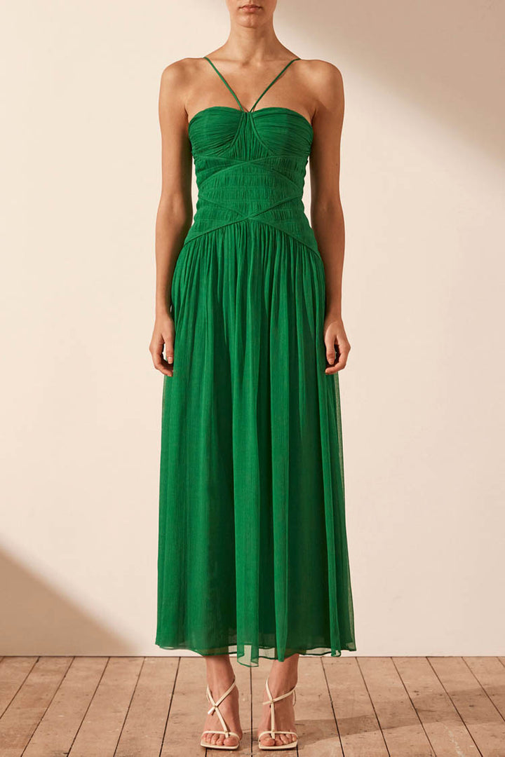 Malina Ruched Bodice Midi Dress