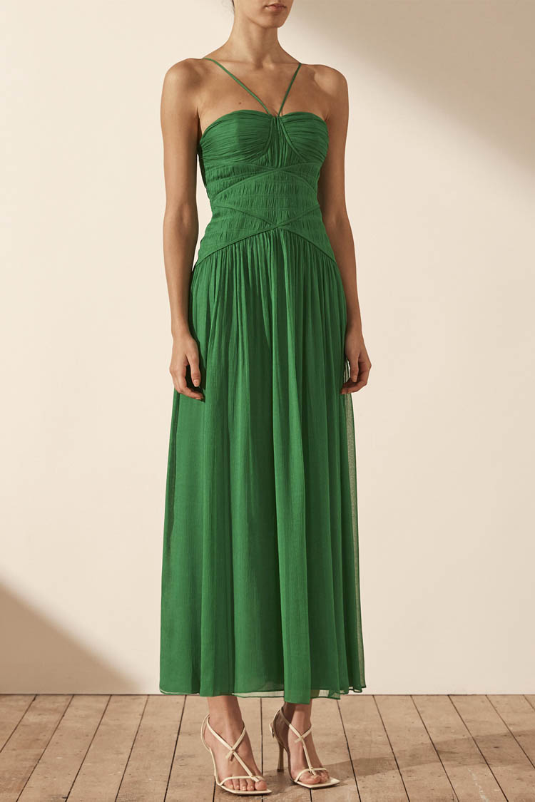 Malina Ruched Bodice Midi Dress