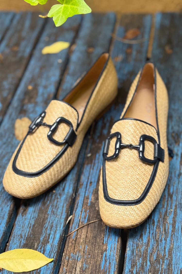 Mansur Syn Raffia Loafers in Natural