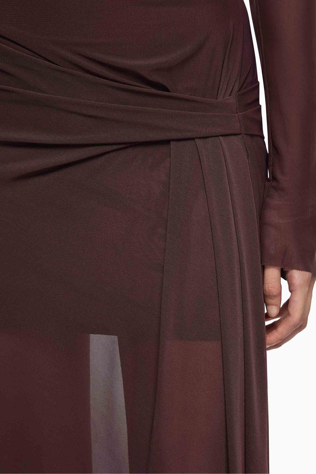 Marabou L/S Maxi Dress in Aubergine