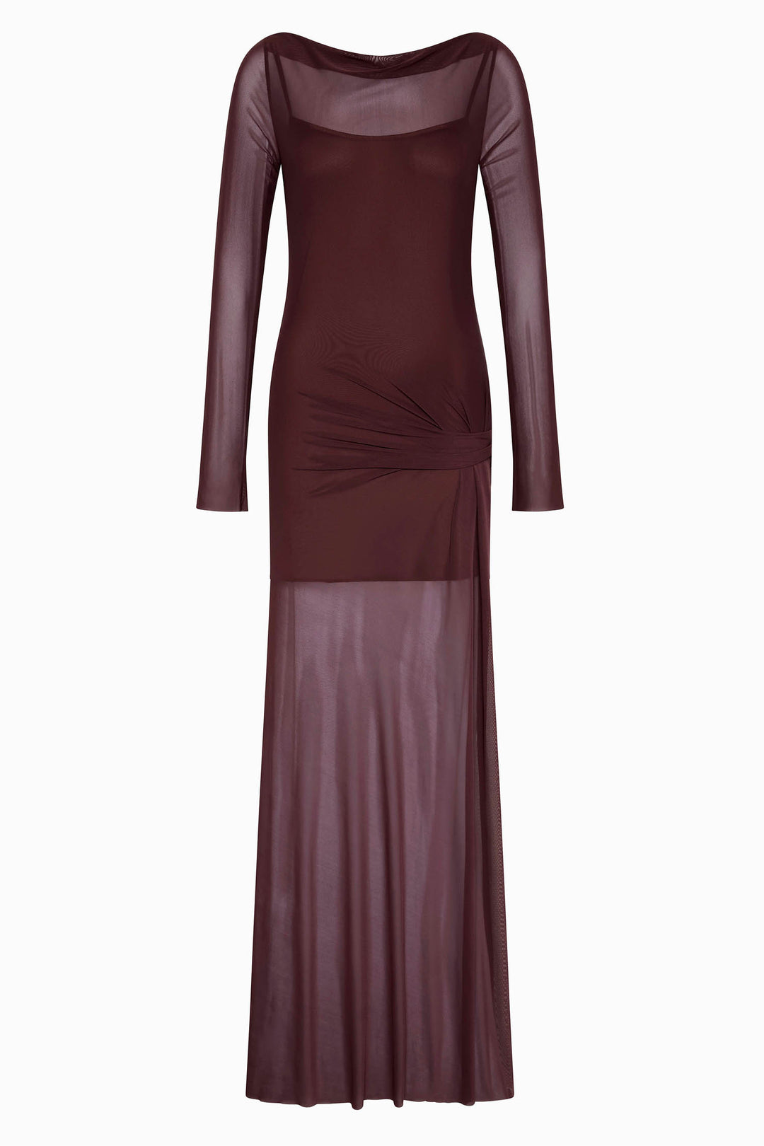 Marabou L/S Maxi Dress in Aubergine