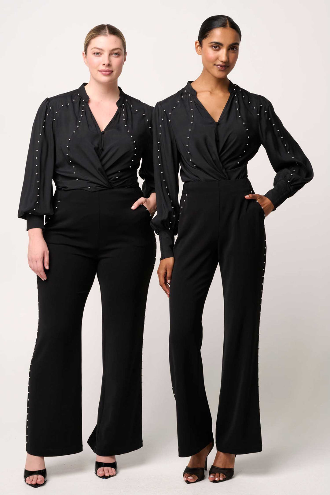 Marcela Pearl Stretch Shirt in Black