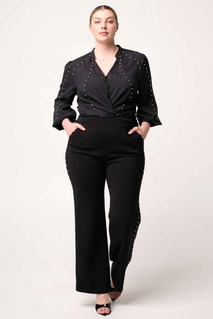 Marcela Pearl Stretch Shirt in Black