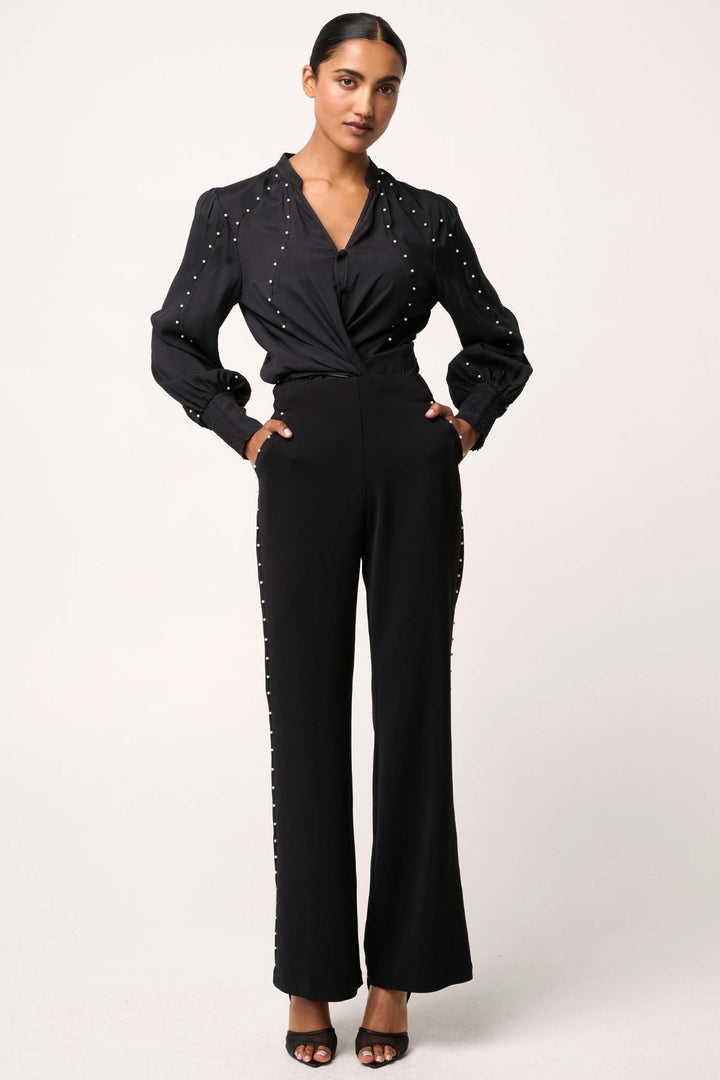Marcela Pearl Stretch Shirt in Black