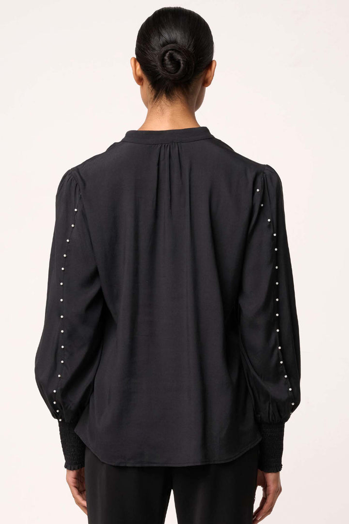 Marcela Pearl Stretch Shirt in Black
