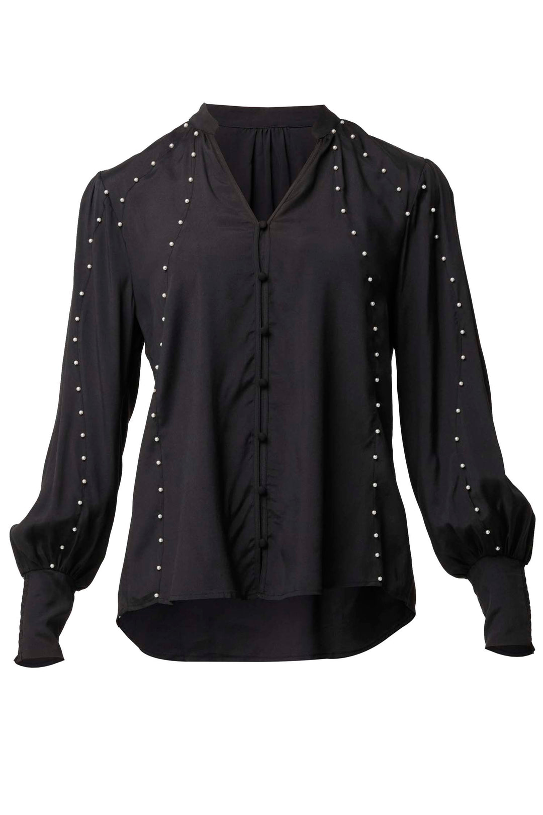 Marcela Pearl Stretch Shirt in Black