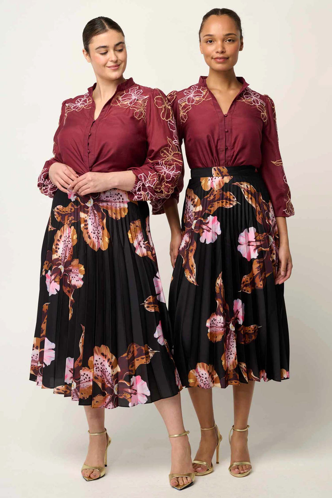 Maren Embroidered Blouse in Garnet Orchid