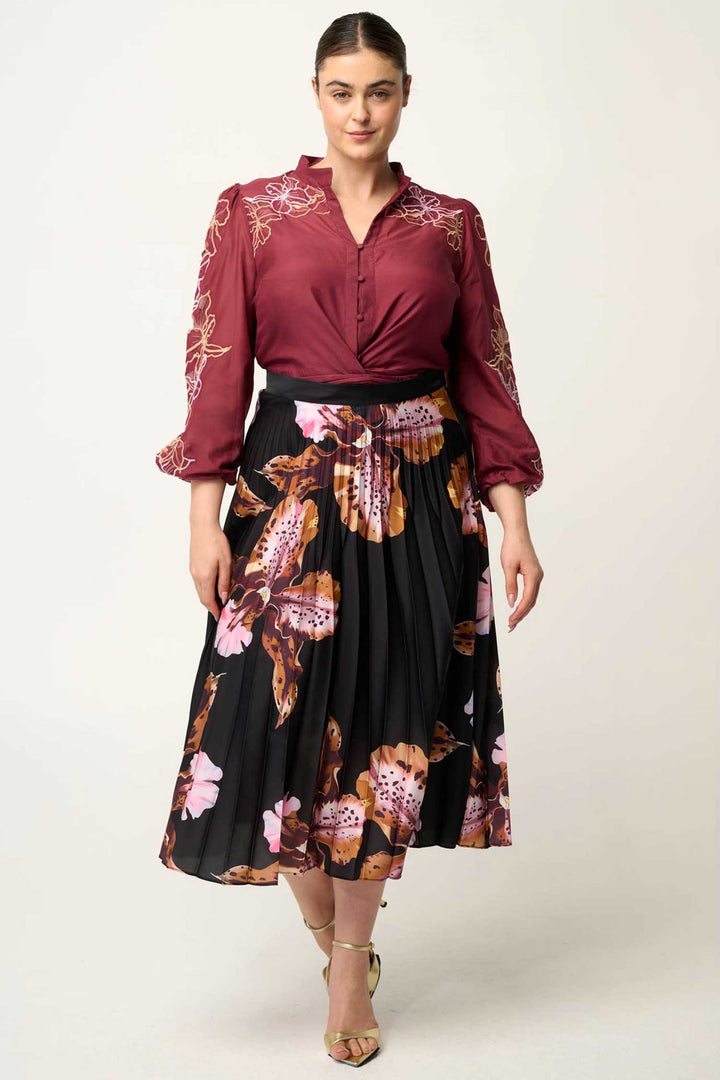 Maren Embroidered Blouse in Garnet Orchid