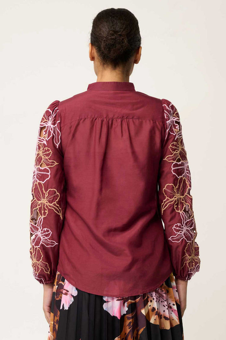 Maren Embroidered Blouse in Garnet Orchid