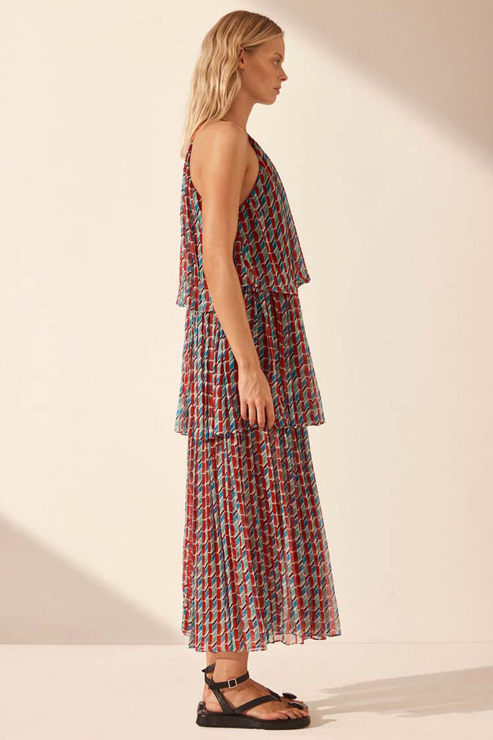 Maribel Halter Tiered Midi Dress