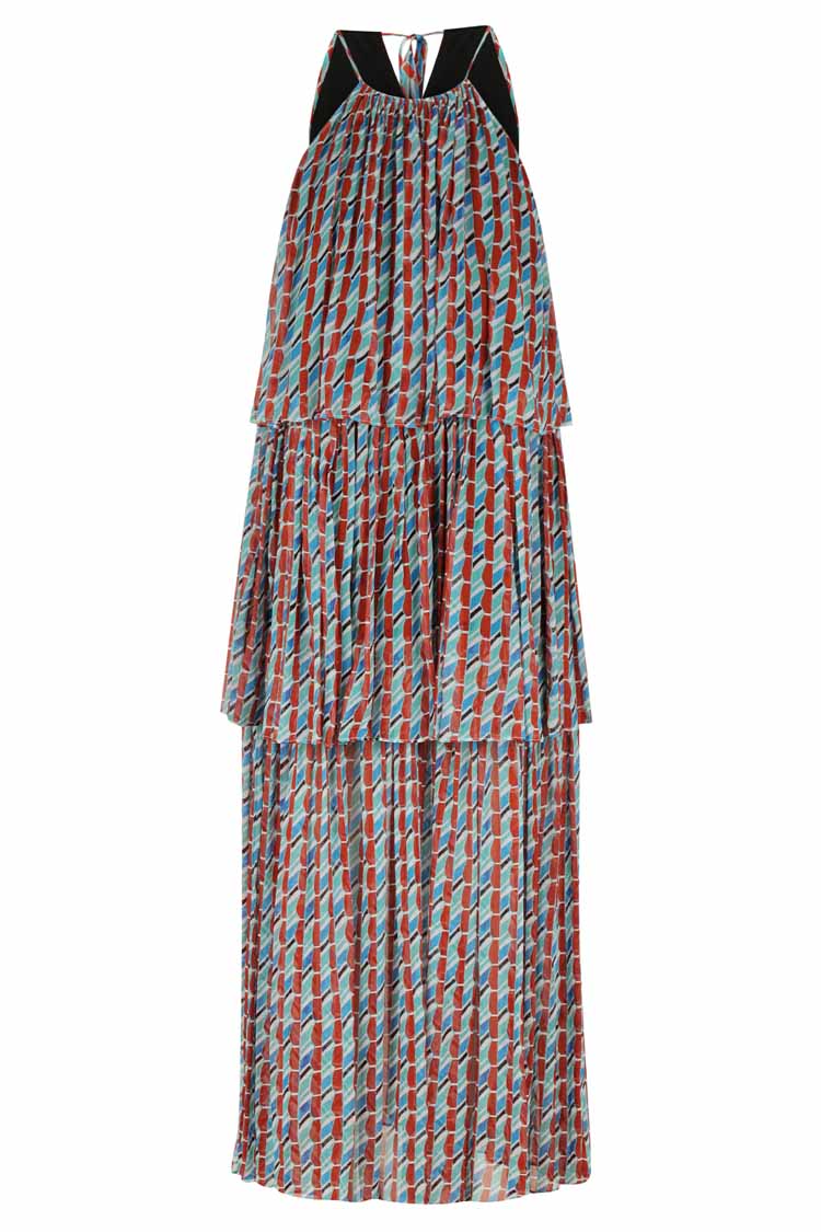 Maribel Halter Tiered Midi Dress