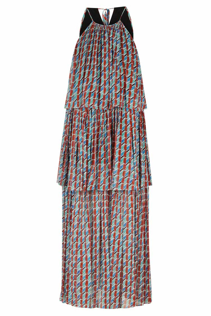 Maribel Halter Tiered Midi Dress