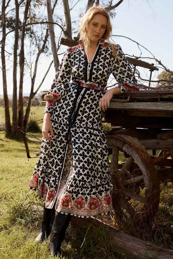 Marielle Placement Print Dress in Country Tapestry