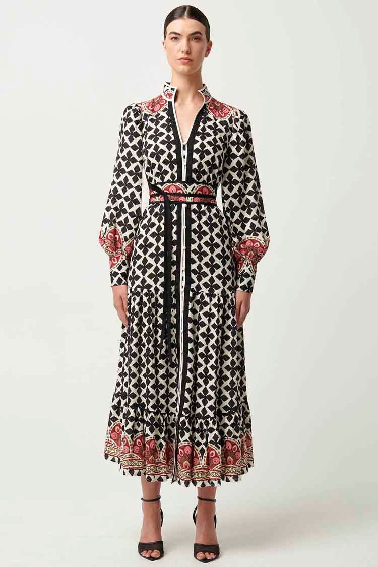 Marielle Placement Print Dress in Country Tapestry